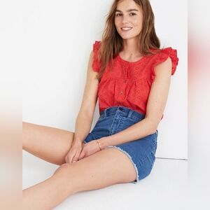 Madewell Ruffle Sleeve Bib Top